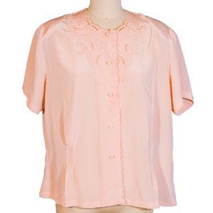 Vintage Light Pink Mikado Blouse - Size 14 - Excellent Condition